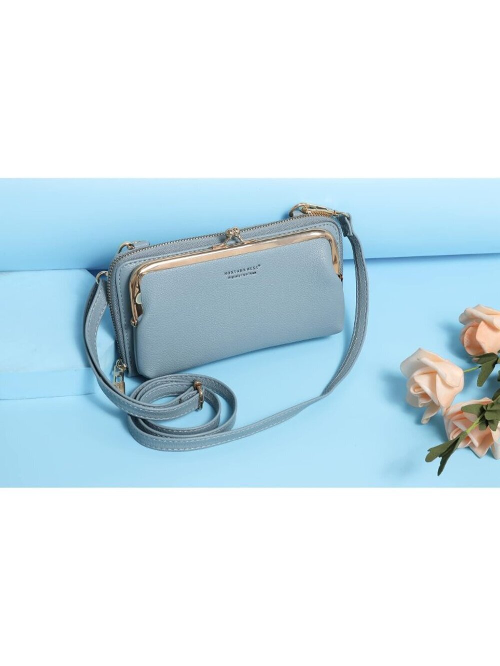 Montana West Women's Wallet Jean Faux Leather Adjustable Strap Crossbody Bag - Picture 3 of 6